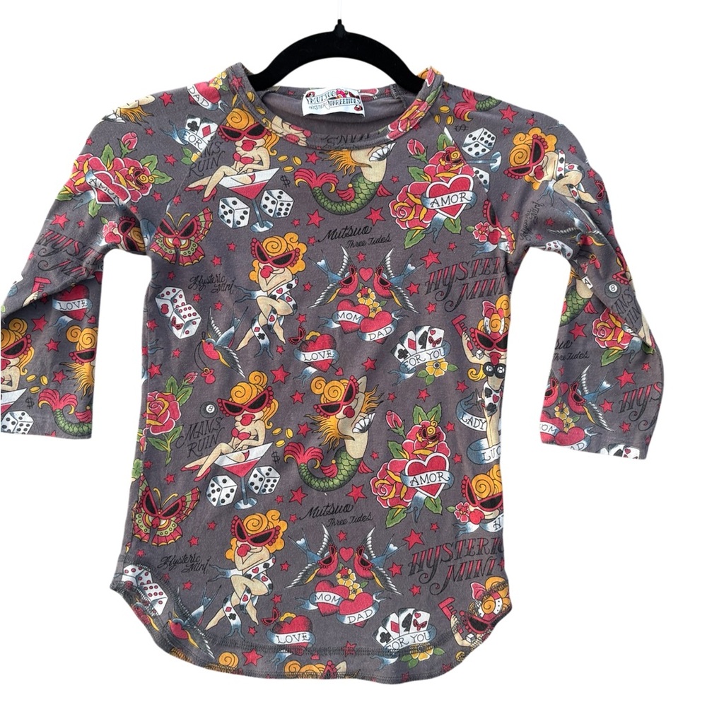 Hysteric Glamour Y2K All Over Tattoo Print Stretch Long Sleeve Top XS/S